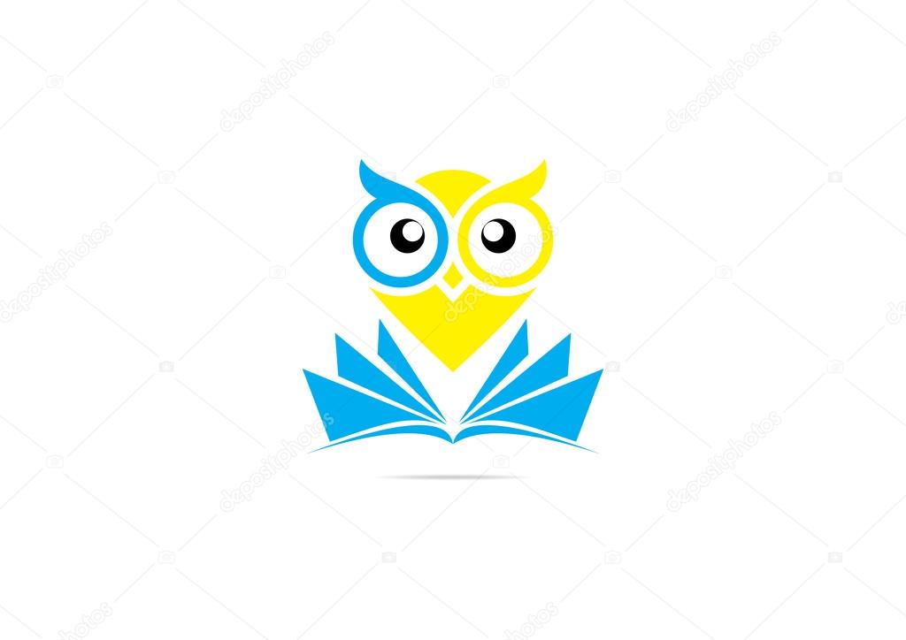Abstract owl education and book  with cmyk color vector logo design