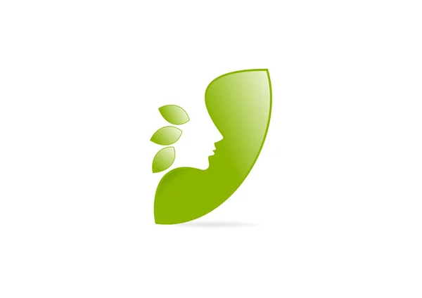 Logotipo mujer hoja — Vector de stock