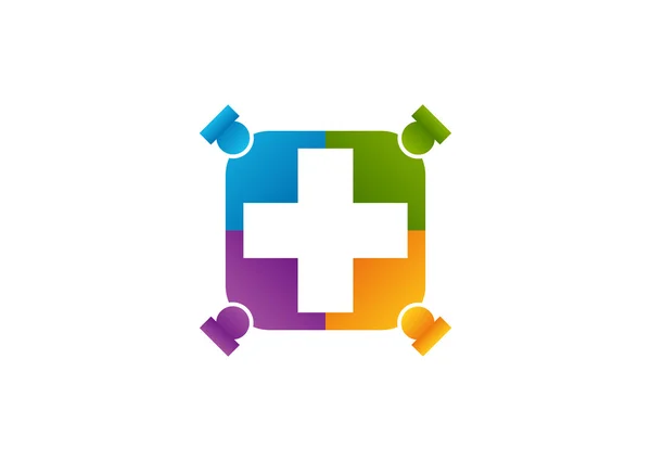 Nurse team cross pharmacy logo Vector Graphics