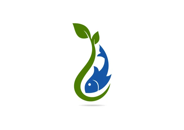 Logo Hoja de pescado — Vector de stock