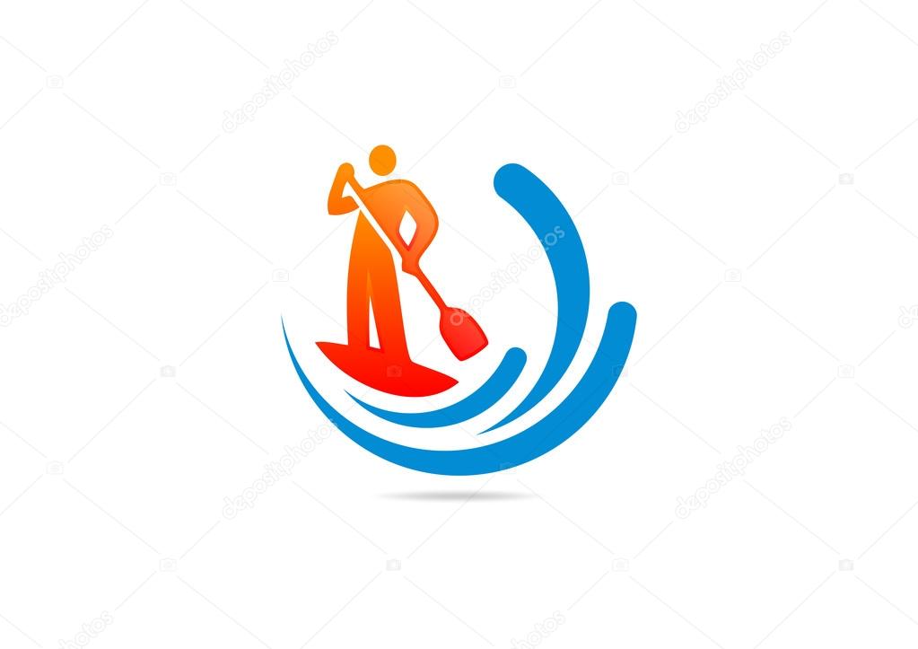 Paddle board vector logo design template