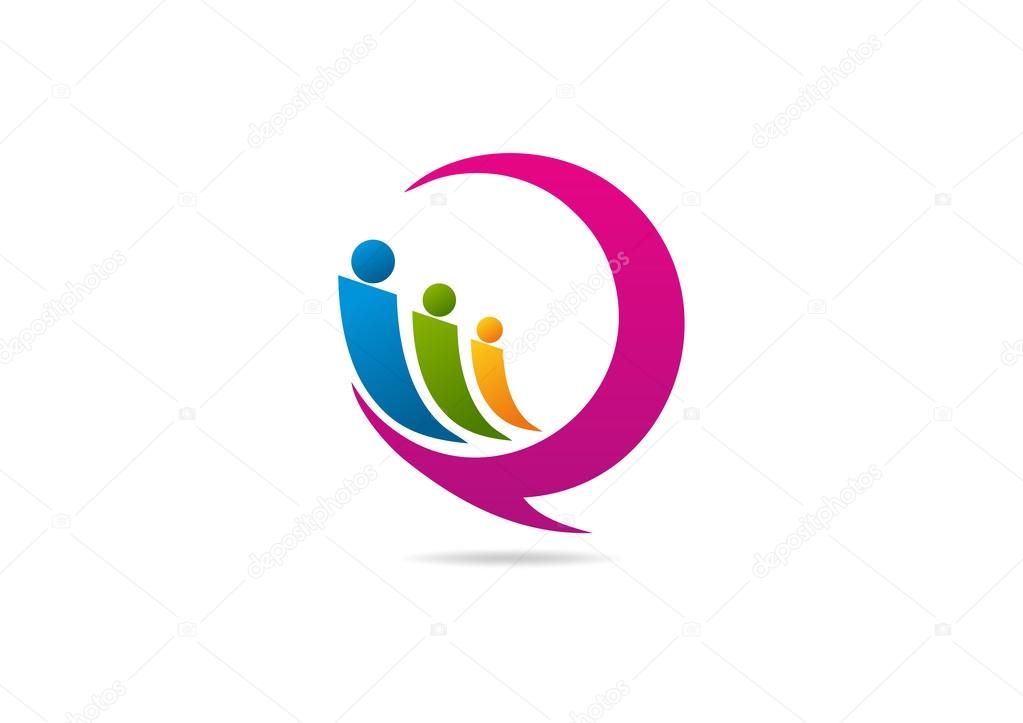 Social team connection vector logo design template