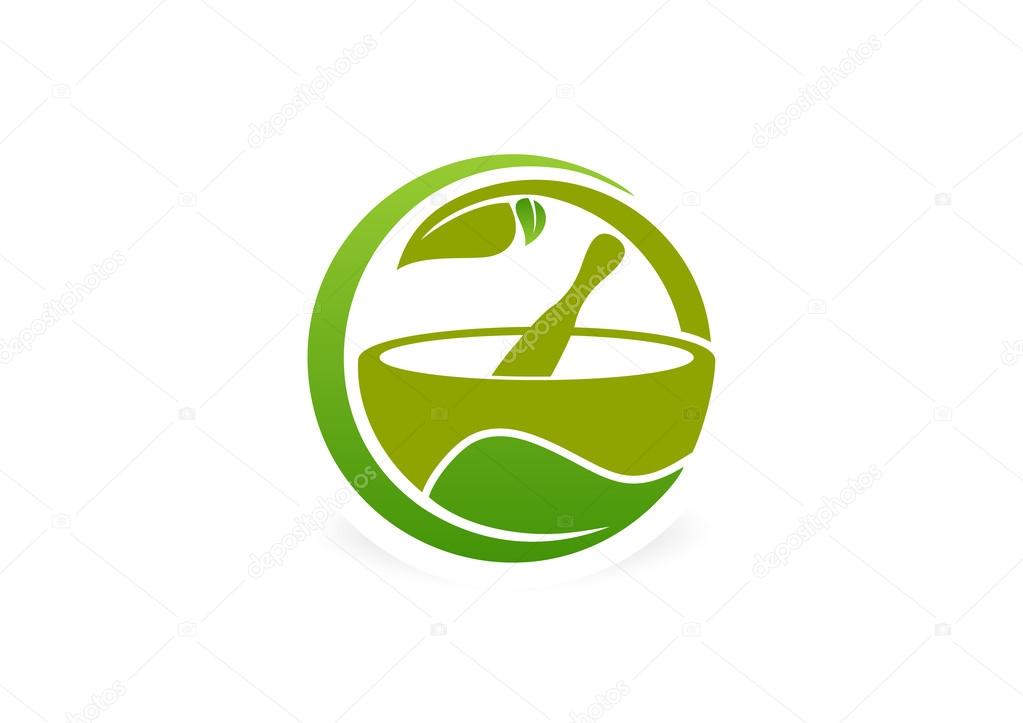 Natural pharmacy medicine vector logo design template.