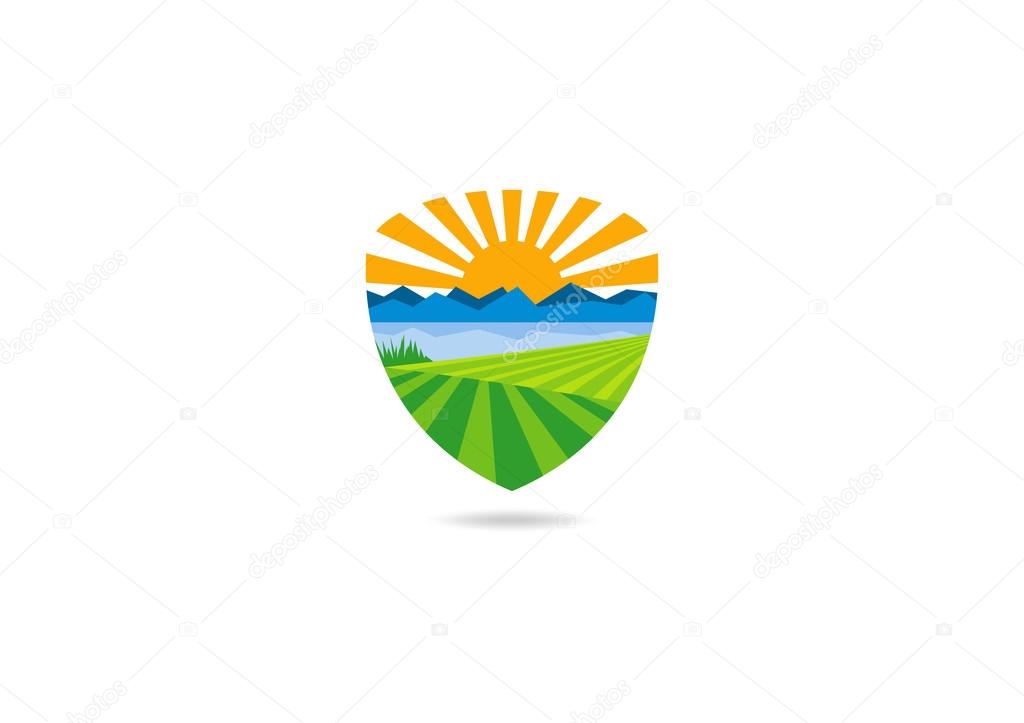 Landscape farm vector logo design template