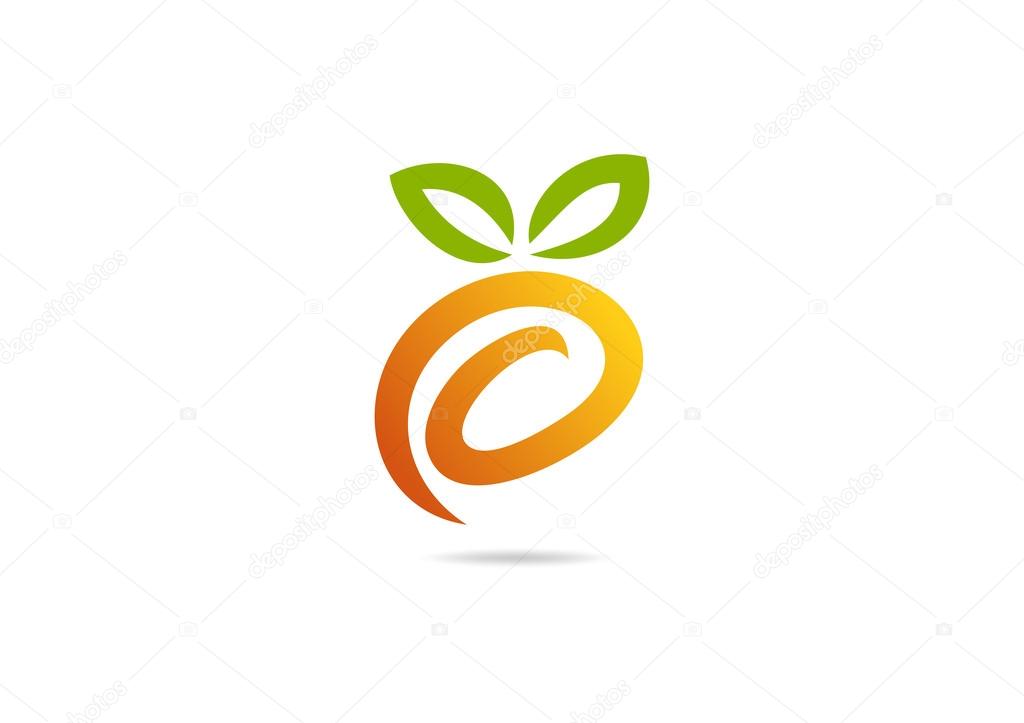 Funny fresh fruit vector logo design template