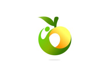 Yeşil meyve sağlıklı vücut logosu