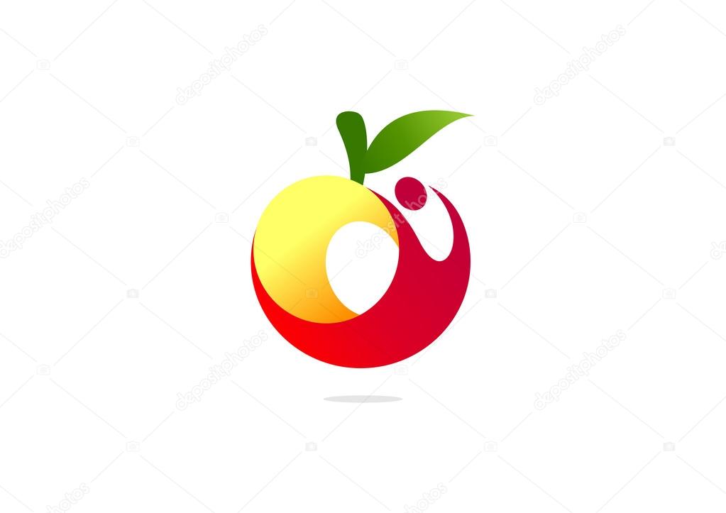 Apple healthy body vector logo design template.