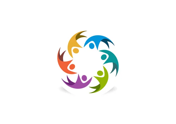 Progettazione del logo vettoriale del lavoro di squadra — Vettoriale Stock