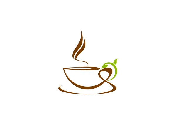 커피 잎 로고 — 스톡 벡터