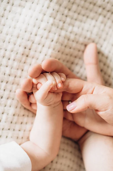 Bébé Enfant Main Nouveau Mère Amour Famille Soins Tenant Blanc — Photo