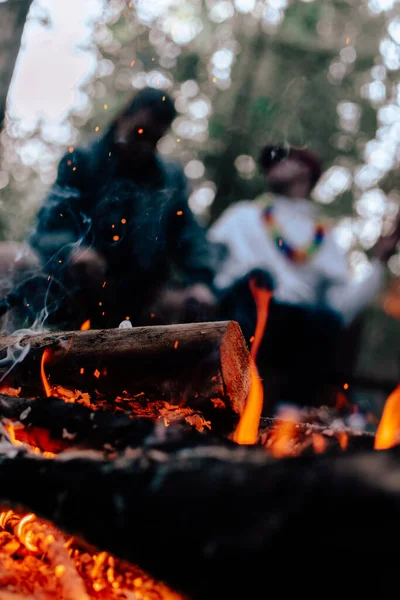 森林篝火 — 图库照片