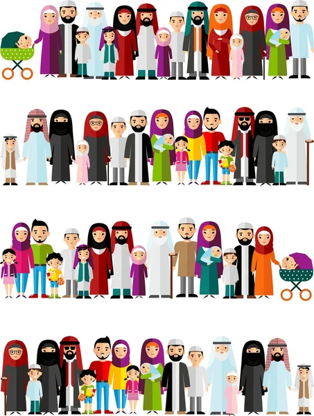 Seamless background of arab families. — Stock Vector