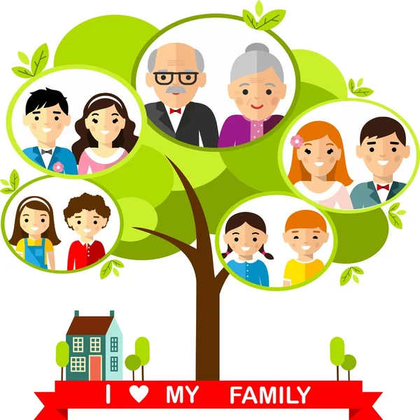 Vector concept of international family tree — Stock Vector