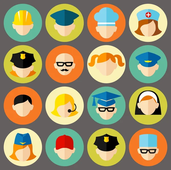 Set avatars mensen. Vlakke stijl vector icons set — Stockvector