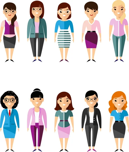 Set of vector business peoples woman — Stock Vector