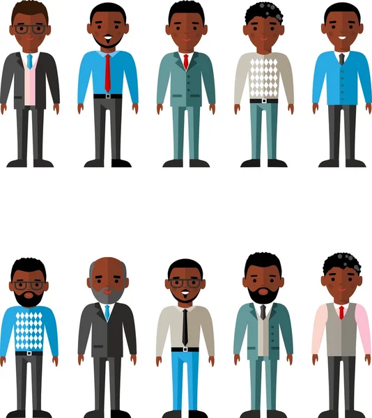 Set of vector african american business peoples — Stock Vector