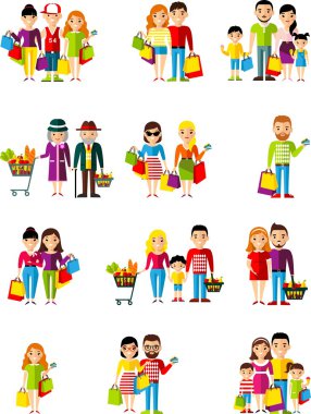 Depodaki Avrupa aile alıcı ile alışveriş kavramı.