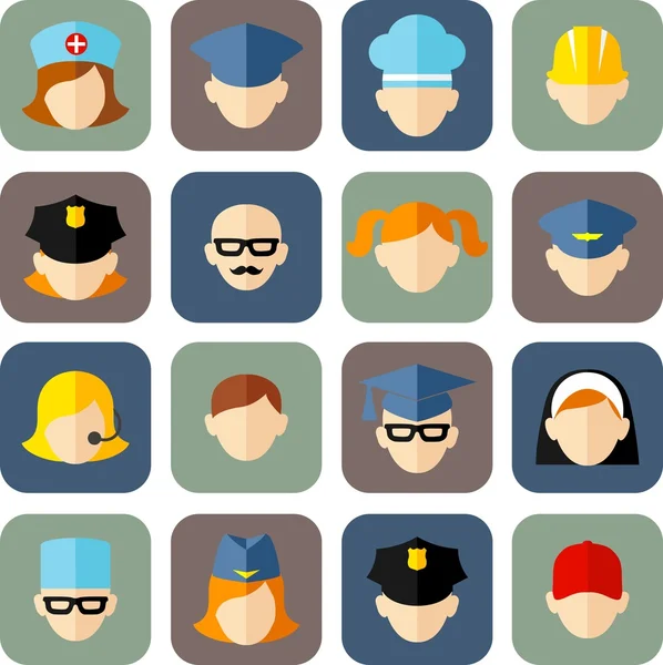 Set of avatars people icons. Flat style vector — Stock Vector