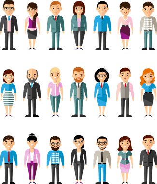 Set of vector european business peoples clipart