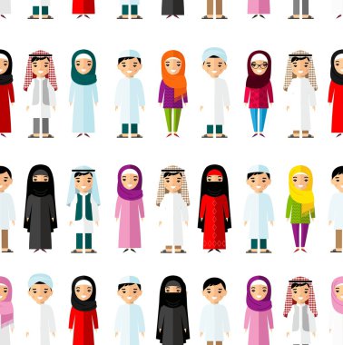 Düz stil farklı Arap çocukların sorunsuz arka plan.