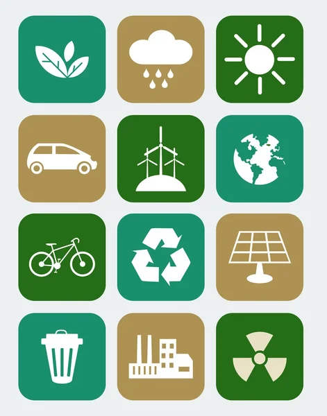 Icons with ecology concept — Stock Vector