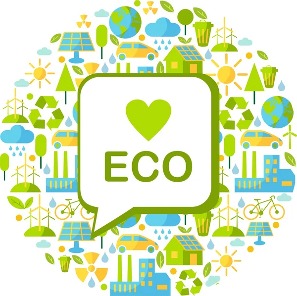 Achtergrond met ecologie pictogrammen — Stockvector