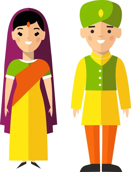 Vector illustration of indian male and female — Stock Vector