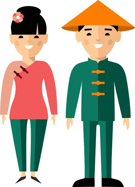 Vector illustration of chinese male and female — Stock Vector