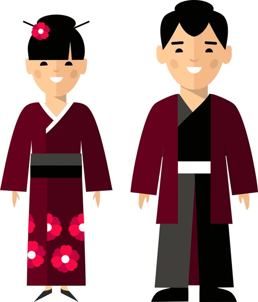 矢量图的日本男性和女性 — 图库矢量图片
