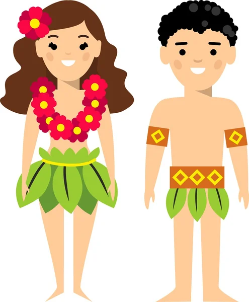 Vector illustration of  hawaiian male and female — Stock Vector