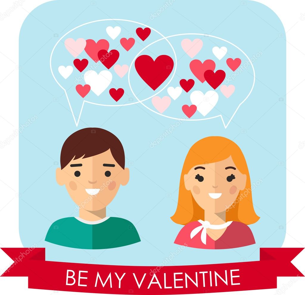 Vector illustration of a romantic people in love.