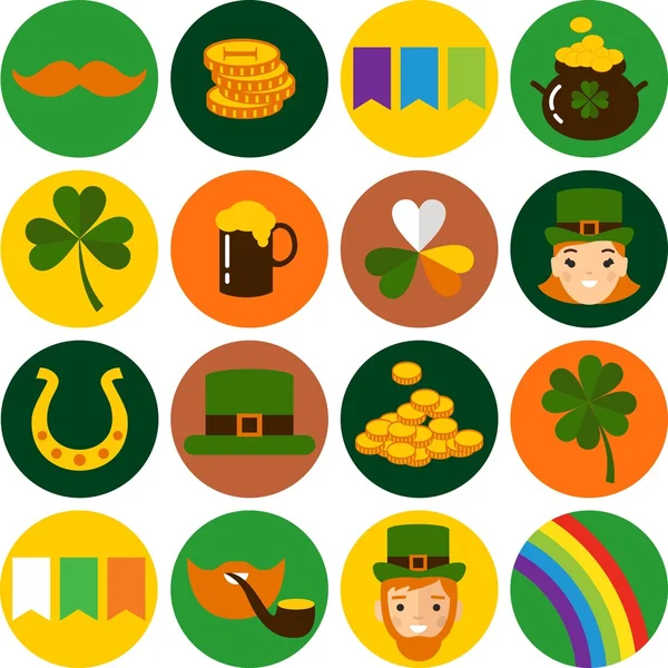Grand ensemble vectoriel d'icônes de la Saint Patricks Day . — Image vectorielle
