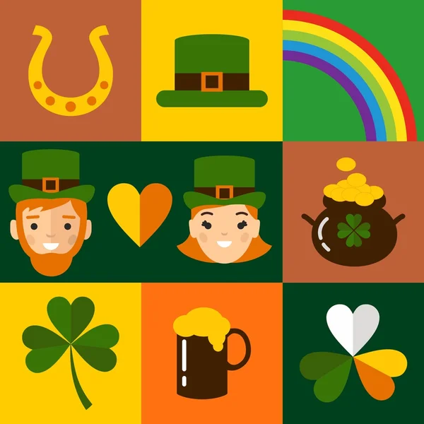 Big vector set of Saint Patricks Day icons. — Stock Vector