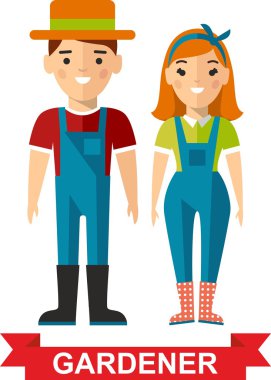 Bahçıvan adam ve bahçıvan kadın vektör kümesi