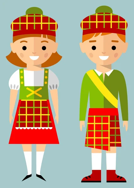 Vector illustratie van scot kinderen, jongen, meisje, mensen — Stockvector