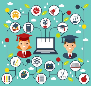 Öğrencilerin mezuniyet elbise eğitim kavramı