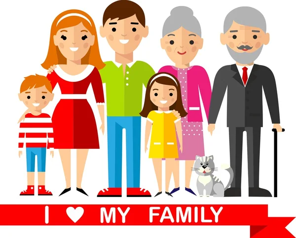 Conjunto de familia europea, boda, embarazada, viejo — Vector de stock