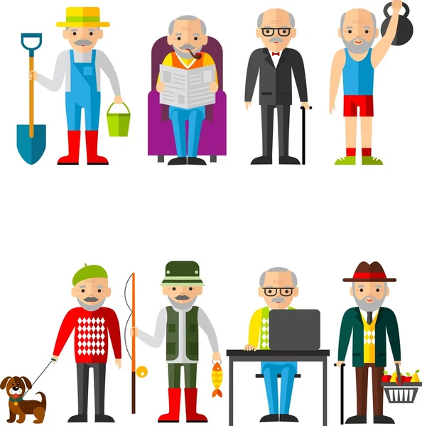 Conjunto de vetores Ilustração do homem adulto em diferentes situações —  Vetores de Stock