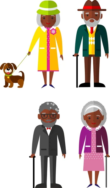 Vector Illustration of african american adult man and woman - Stok Vektor