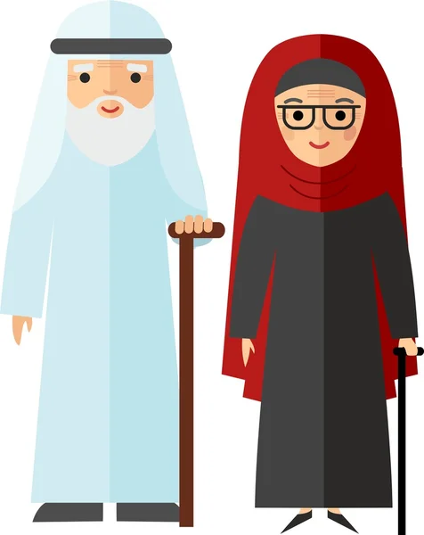 Kleurrijke vectorillustratie van Arabische familie in nationale kleding — Stockvector