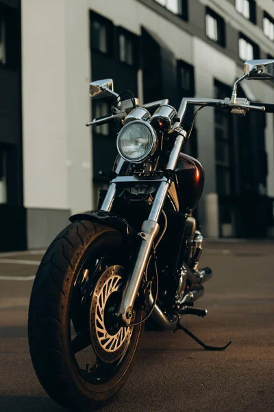 Freedom Motorcycle Parking Vue Face Chopper Motobike Personnalisé Élégant Avec — Photo