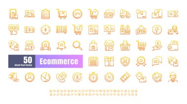 64x64 Pixel Etrade Çevrimiçi Alışveriş Teslimatının Mükemmel. Gradyan İnce Çizgi Taslak Simge Vektörü. Web sitesi, Uygulama, Yazdırma, Belge Tasarımı, Poster Tasarımı vb. için.