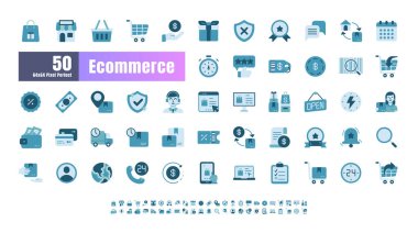 64x64 Pixel Etrade Çevrimiçi Alışveriş Teslimatının Mükemmel. Tek renkli Düz Mavi Simge Vektörü. Web sitesi, Uygulama, Yazdırma, Belge Tasarımı, Poster Tasarımı vb. için.