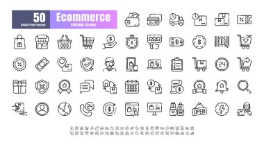 64x64 Pixel Etrade Çevrimiçi Alışveriş Teslimatının Mükemmel. İnce Satır Özeti Düzenlenebilir Vuruş Simgesi Vektörü. Web sitesi, Uygulama, Yazdırma, Belge Tasarımı, Poster Tasarımı vb. için.