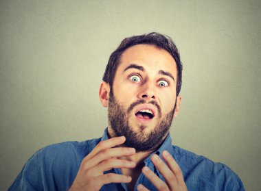 scared stunned young man