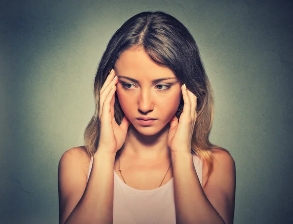 Portrait of a sad woman. Negative emotion facial expression feeling reaction — ストック写真