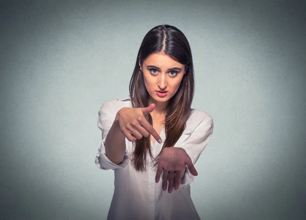 Young woman asking for more money — Stock Photo, Image