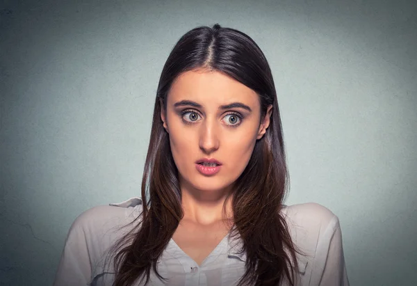 Concerned scared shocked young woman — Stock Photo, Image