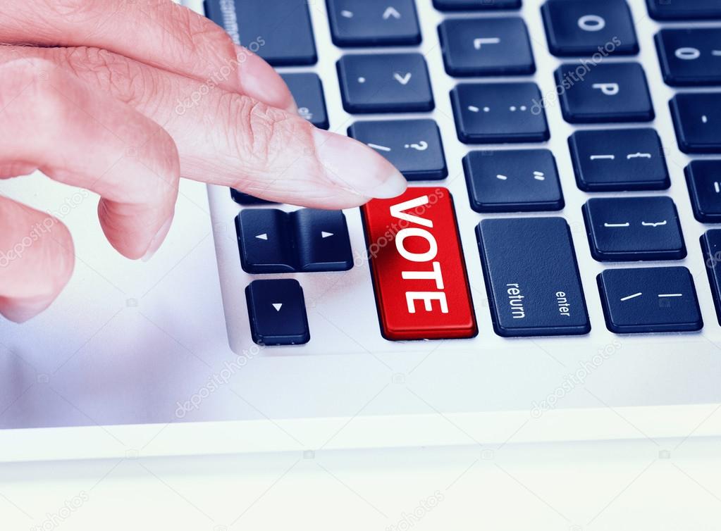 Computer keyboard with red vote key, business concept — Stock Photo ...