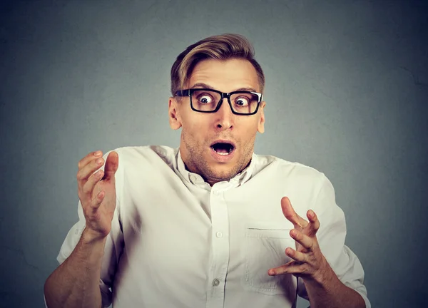 Concerned scared man in glasses — Stock Photo, Image